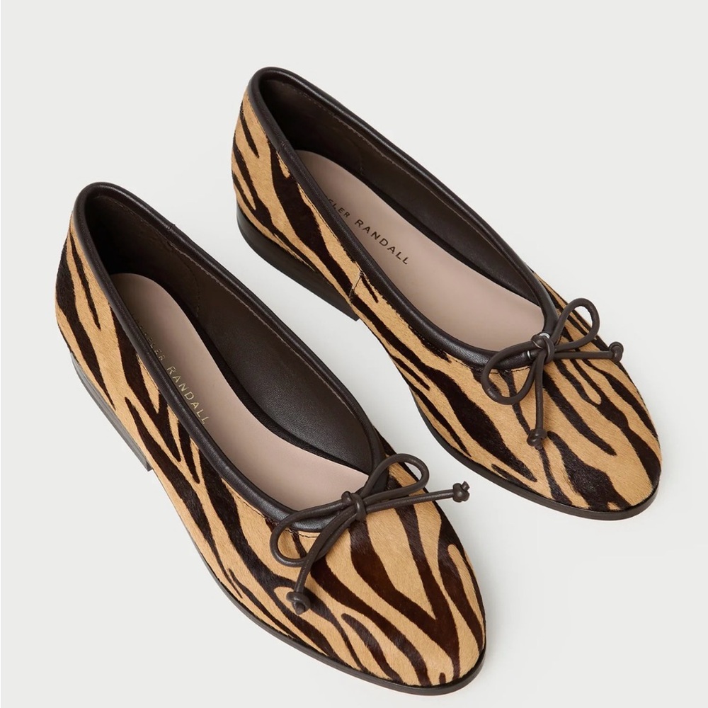 Loeffler Randall Zebra-Print Ballet Flats in Brown & Tan